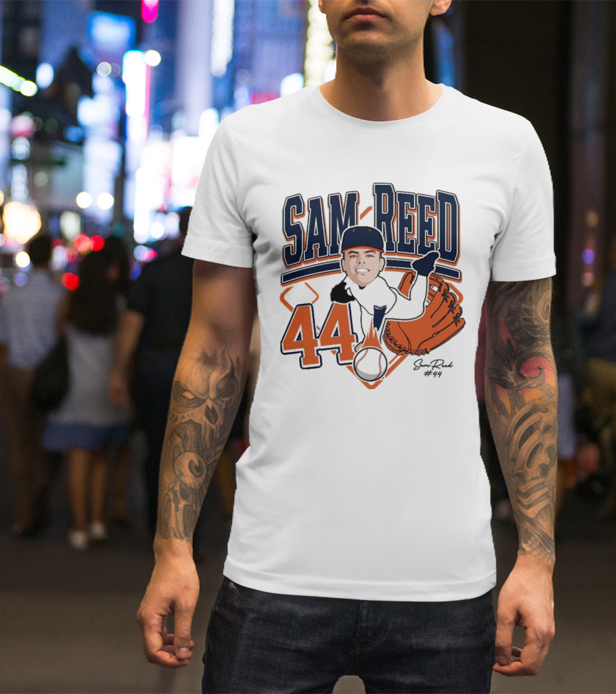 Sam Reed 44 Baseball Glove And Bat Graphic 2025 T-Shirt