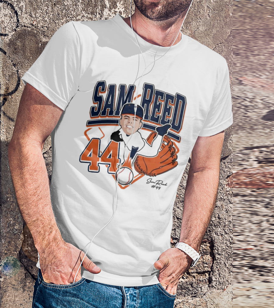 Sam Reed 44 Baseball Glove And Bat Graphic 2025 T-Shirt