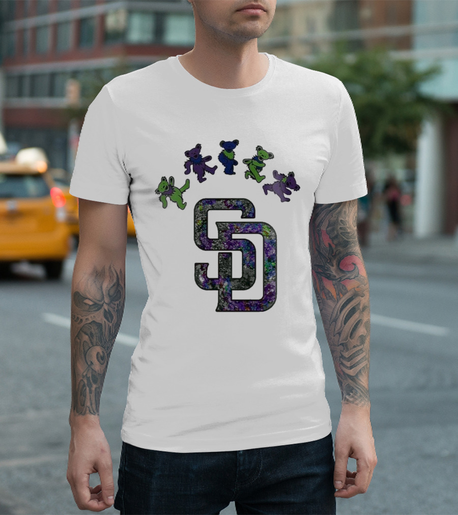 San Diego Padres Grateful Dead Night 2025 Dancing Bears Baseball Event T-Shirt
