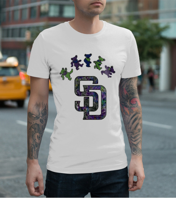 San Diego Padres Grateful Dead Night 2025 Dancing Bears Baseball Event T-Shirt