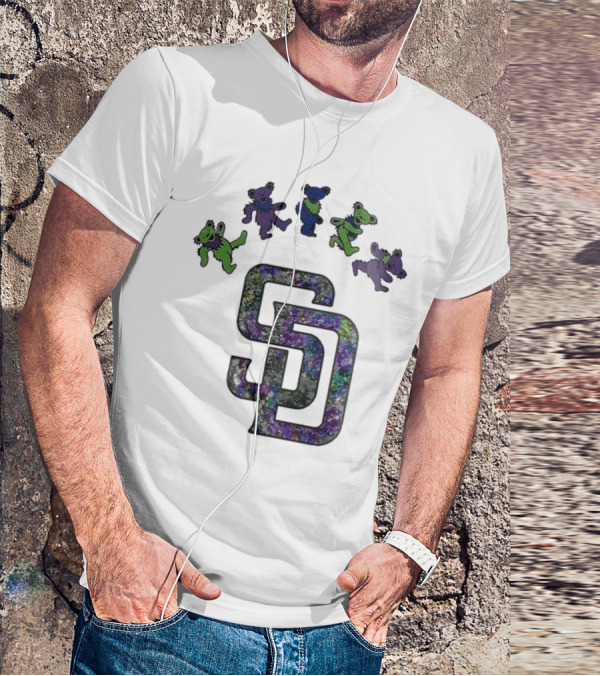San Diego Padres Grateful Dead Night 2025 Dancing Bears Baseball Event T-Shirt