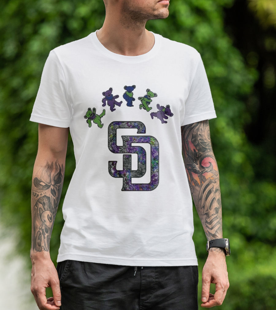 San Diego Padres Grateful Dead Night 2025 Dancing Bears Baseball Event T-Shirt