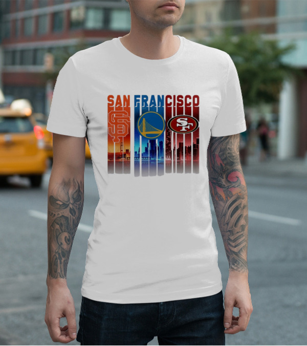 San Francisco Giants Warriors 49ers Cityscape Skyline T-Shirt