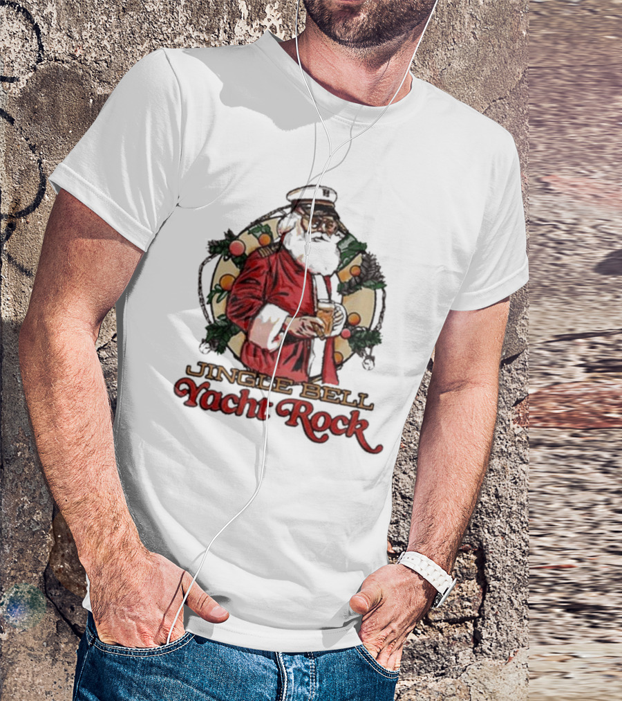 Jingle Bell Yacht Rock Christmas Captain Santa T-Shirt