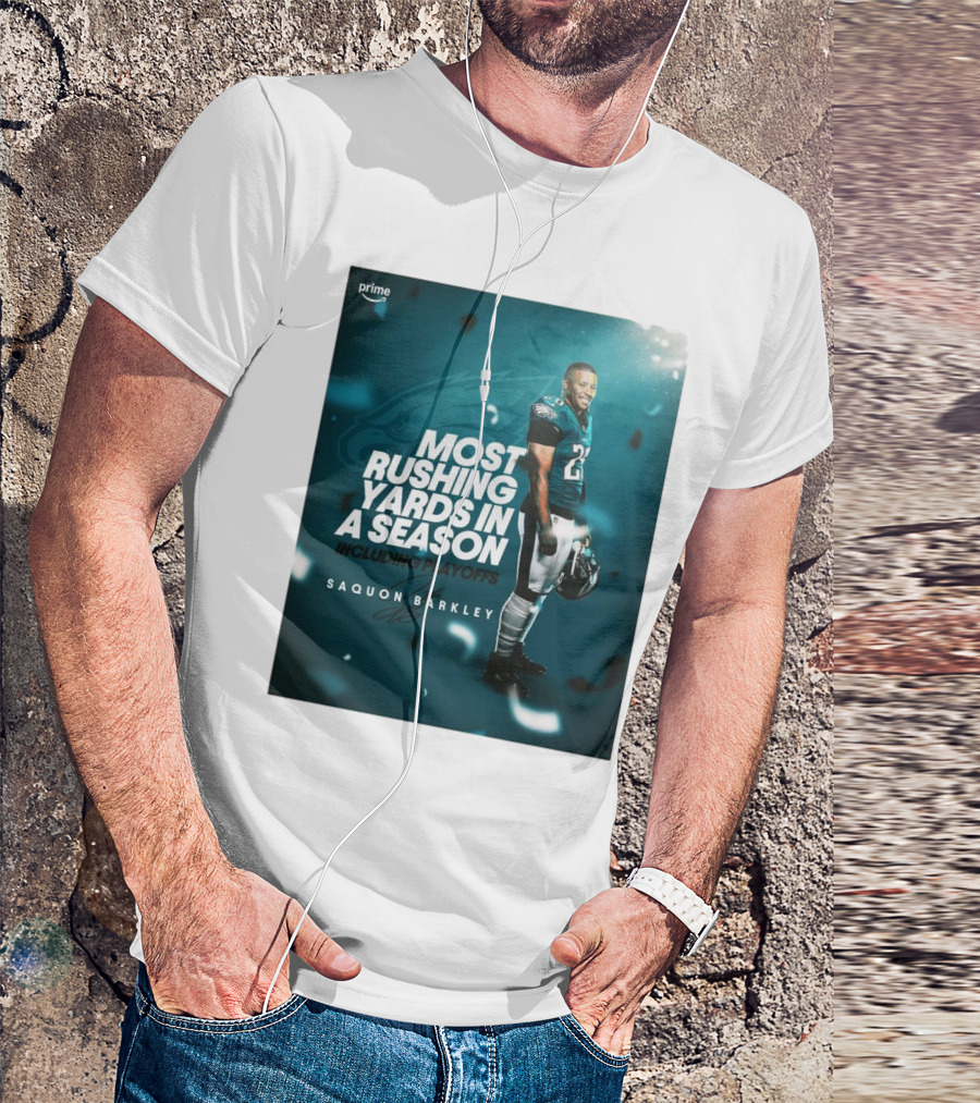 Prime Saquon Barkley Most Rushing Yards Including Playoffs Philadelphia Eagles T-Shirt