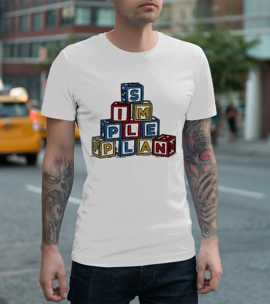 Simple Plan Alphabet Block Letter Stack T-Shirt