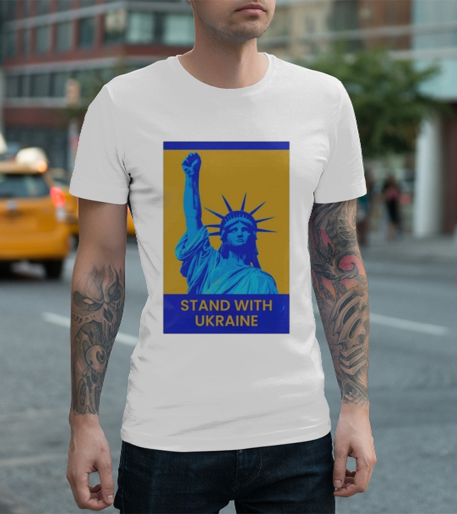 Statue of Liberty Stand with Ukraine Blue Yellow T-Shirt