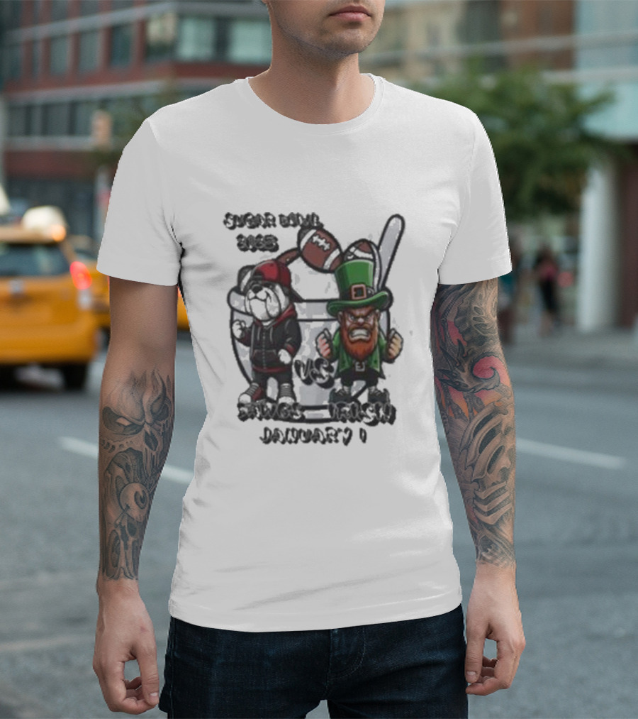 Sugar Bowl 2025 Dawgs vs Irish January 1 Football Rivalry T-Shirt