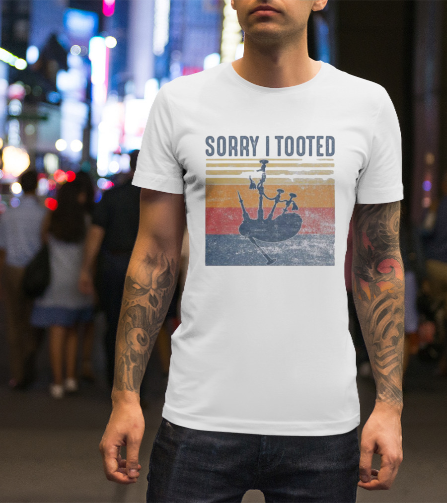 Sorry I Tooted Bagpipe Vintage Retro Stripes T-Shirt