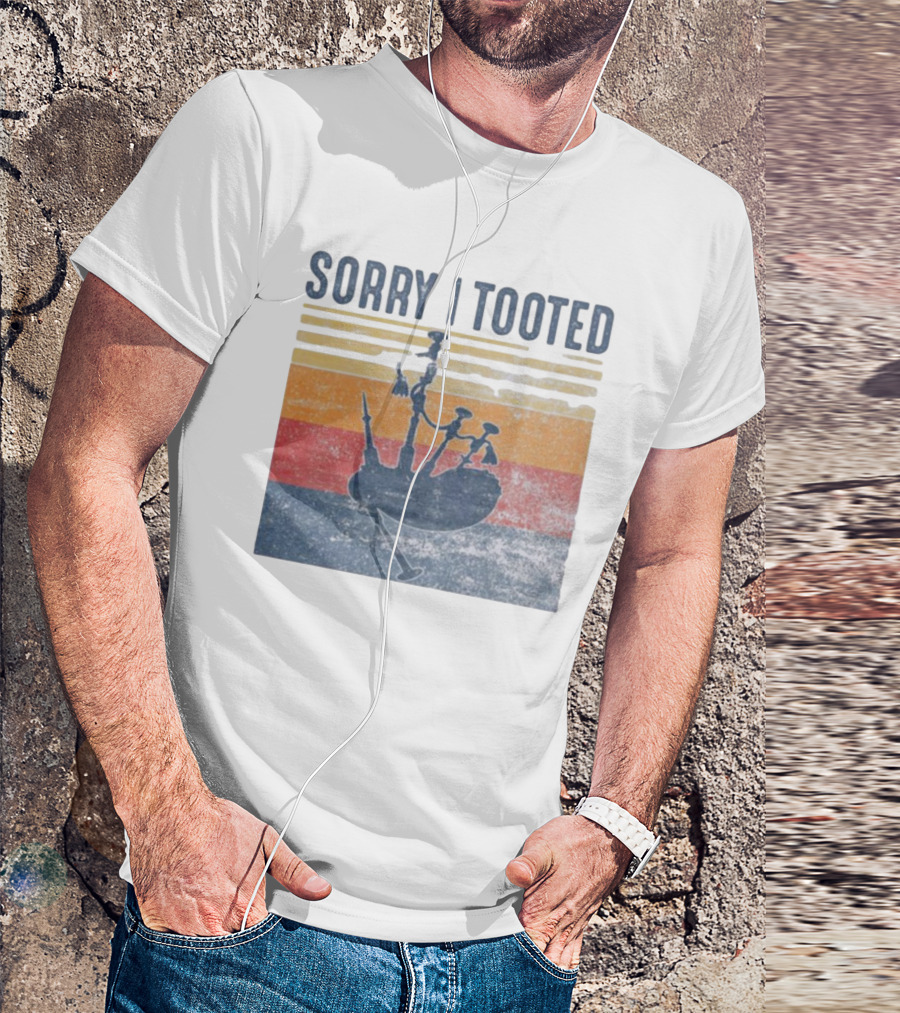 Sorry I Tooted Bagpipe Vintage Retro Stripes T-Shirt