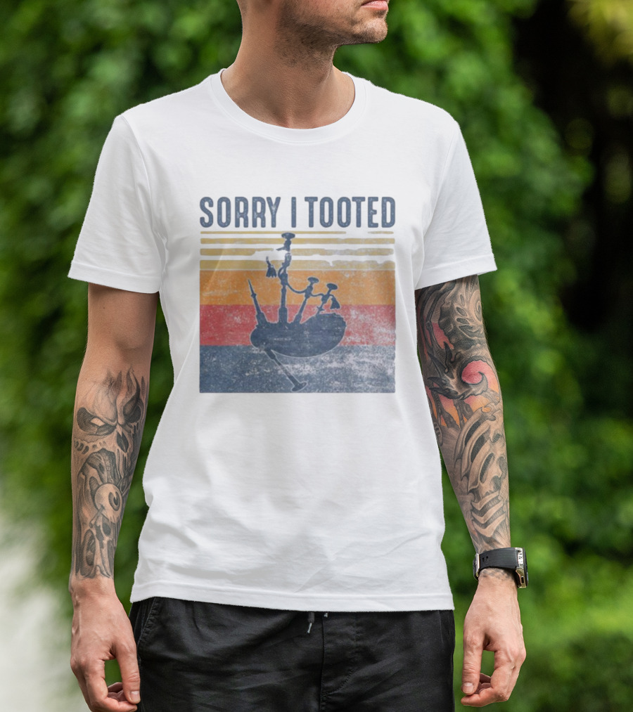 Sorry I Tooted Bagpipe Vintage Retro Stripes T-Shirt