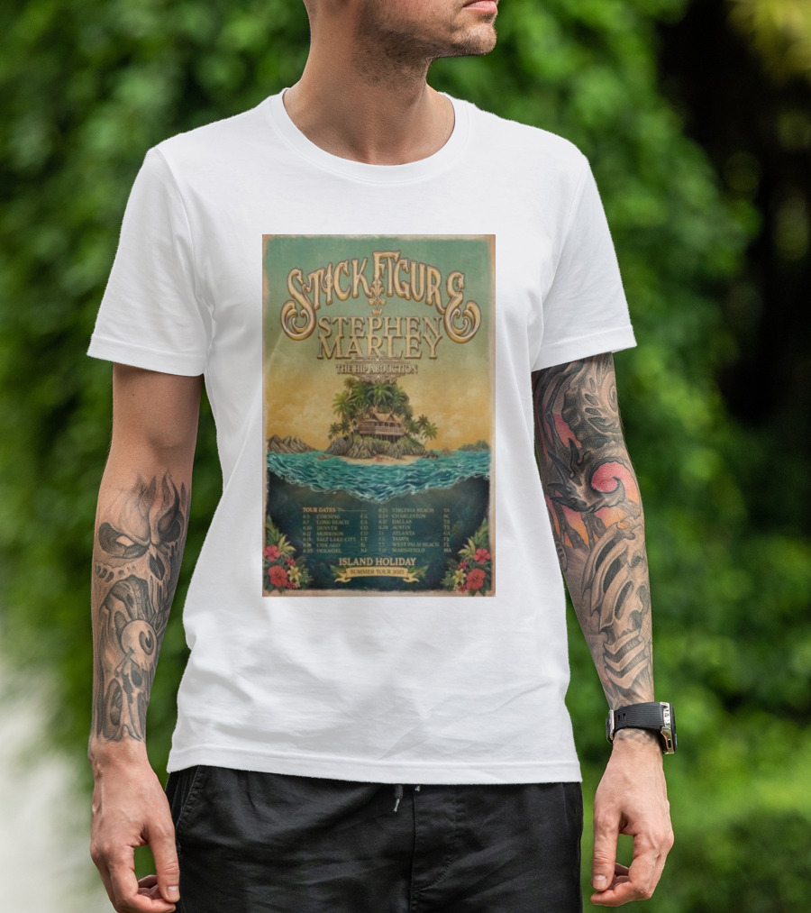 Stick Figure Stephen Marley The Hip Abduction Island Holiday Summer Tour 2025 Vintage T-Shirt