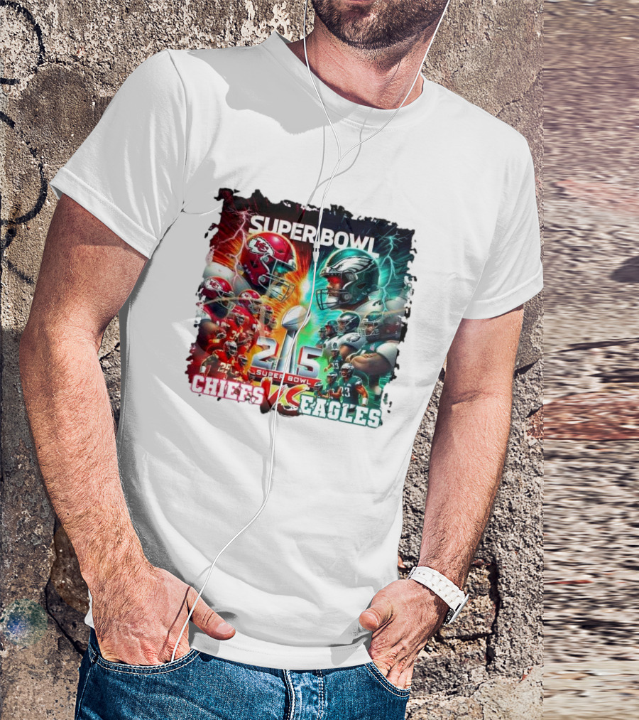 Super Bowl 215 Chiefs Vs Eagles Football Matchup T-Shirt