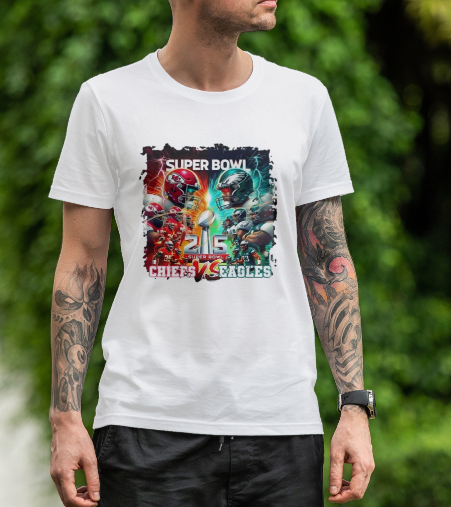 Super Bowl 215 Chiefs Vs Eagles Football Matchup T-Shirt
