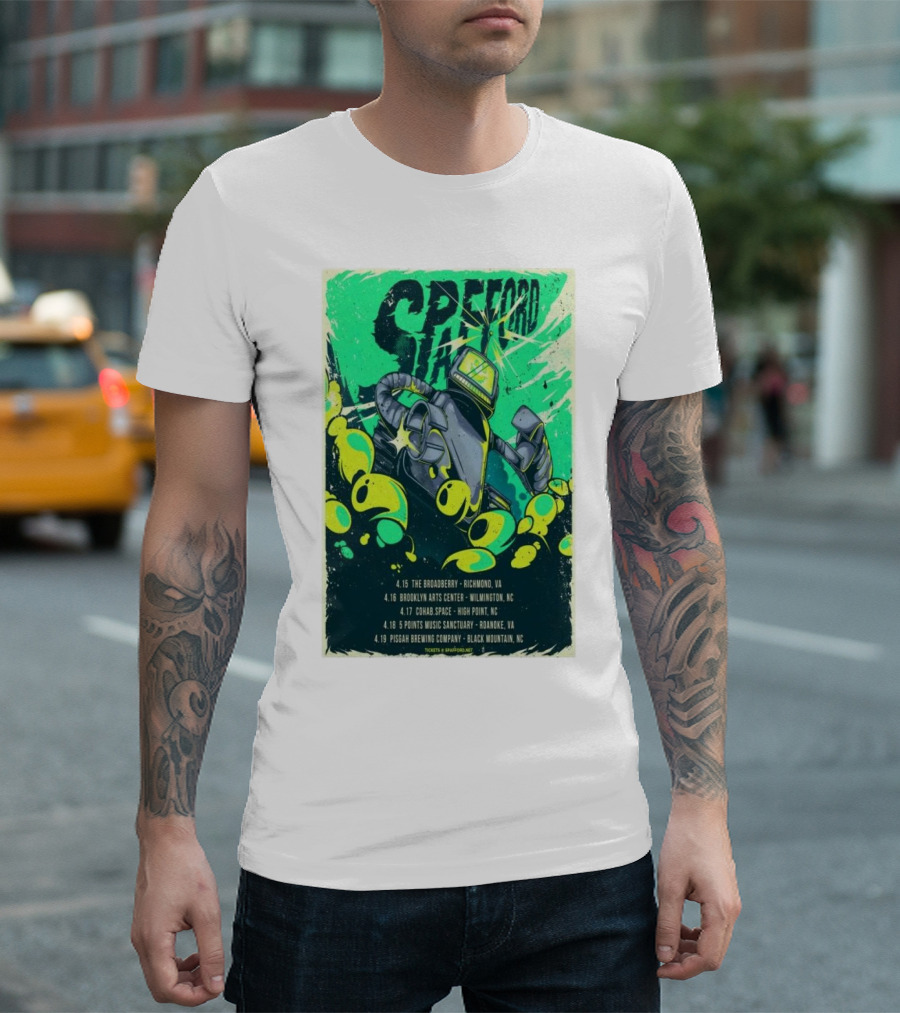 Spafford Southeast April 2025 Tour With Robot And Dates Richmond Wilmington High Point Roanoke Black Mountain T-Shirt