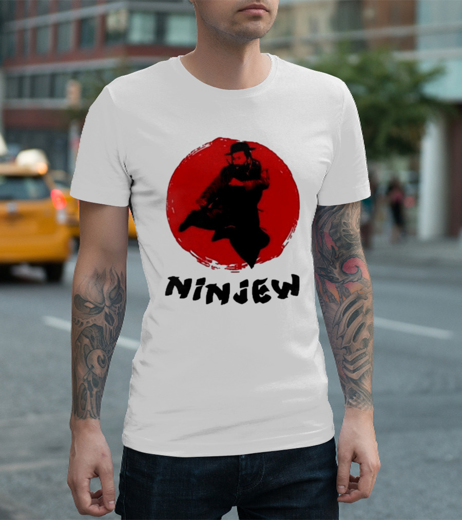 Ninjew Red Circle Kick Martial Arts Style T-Shirt