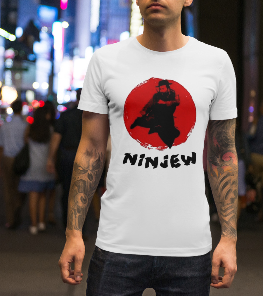 Ninjew Red Circle Kick Martial Arts Style T-Shirt