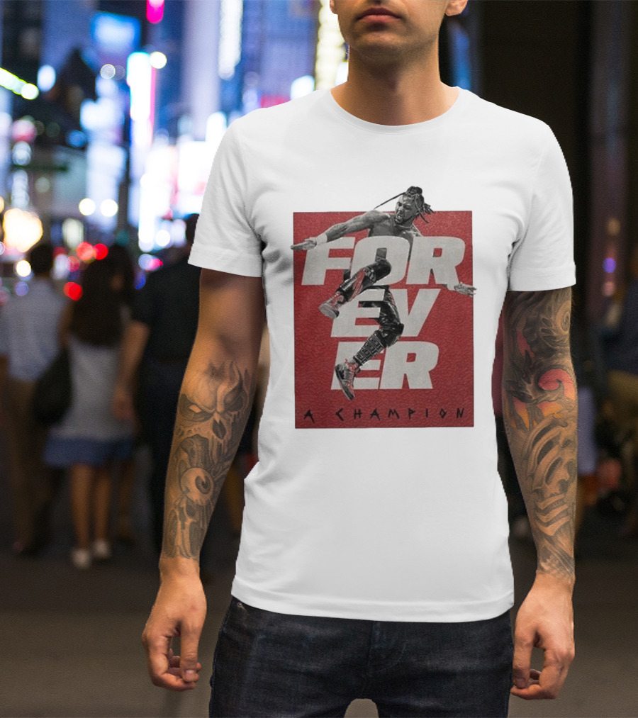 Swerve Strickland Forever A Champion 2025 Wrestler Action Red Background T-Shirt