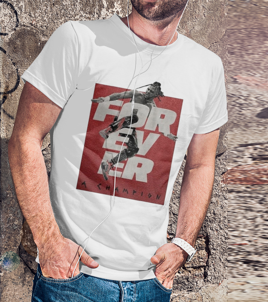 Swerve Strickland Forever A Champion 2025 Wrestler Action Red Background T-Shirt