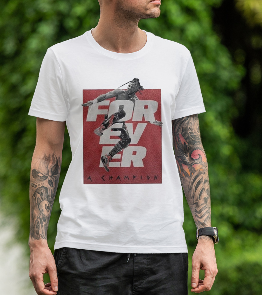 Swerve Strickland Forever A Champion 2025 Wrestler Action Red Background T-Shirt