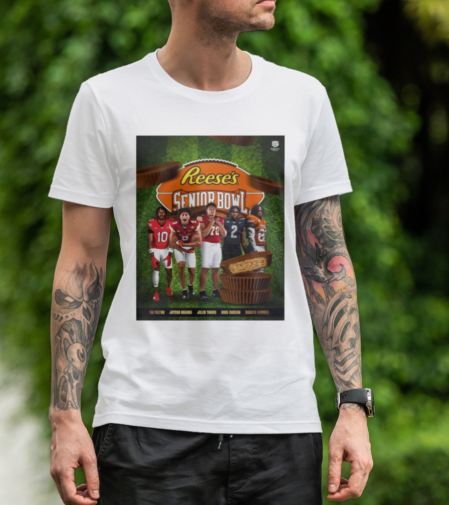 Tai Felton Jayden Higgins Jalen Travis Kobe Hudson Barryn Sorrell 2025 Reese’s Senior Bowl Mobile AL T-Shirt