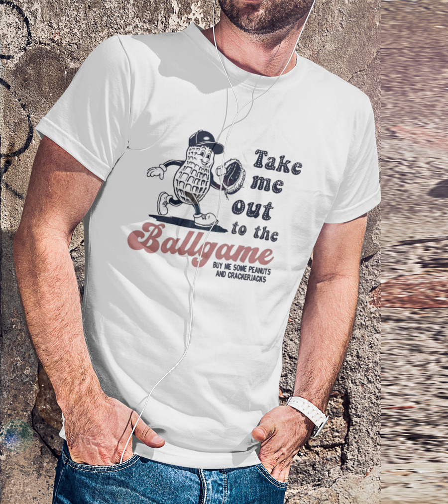 Take Me Out To The Ballgame Mr. Peanut With Baseball Glove T-Shirt