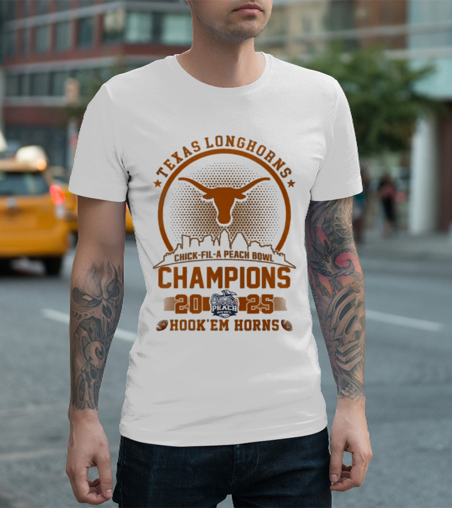 Texas Longhorns Peach Bowl Champions 2025 Hook Em Horns T-Shirt