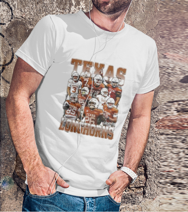 Texas Longhorns Football Legends Heavy Weight Team Players T-Shirt