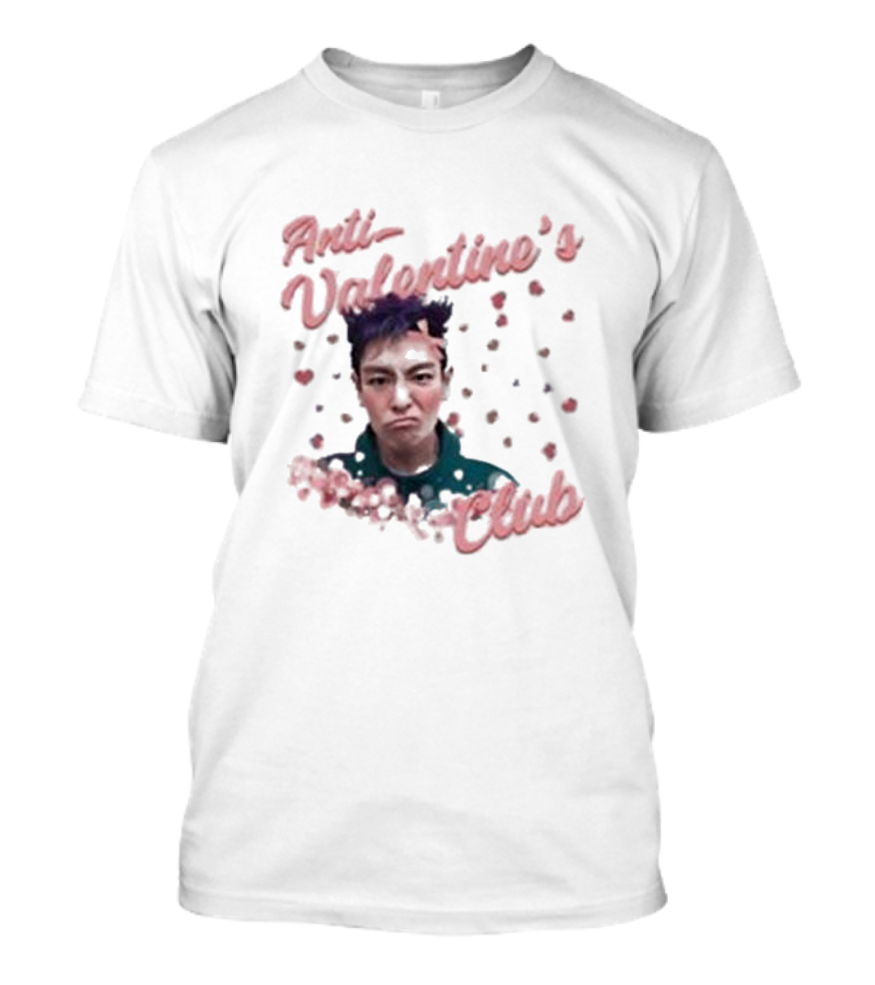 Anti Valentine’s Club Pouting Face Hearts T-Shirt