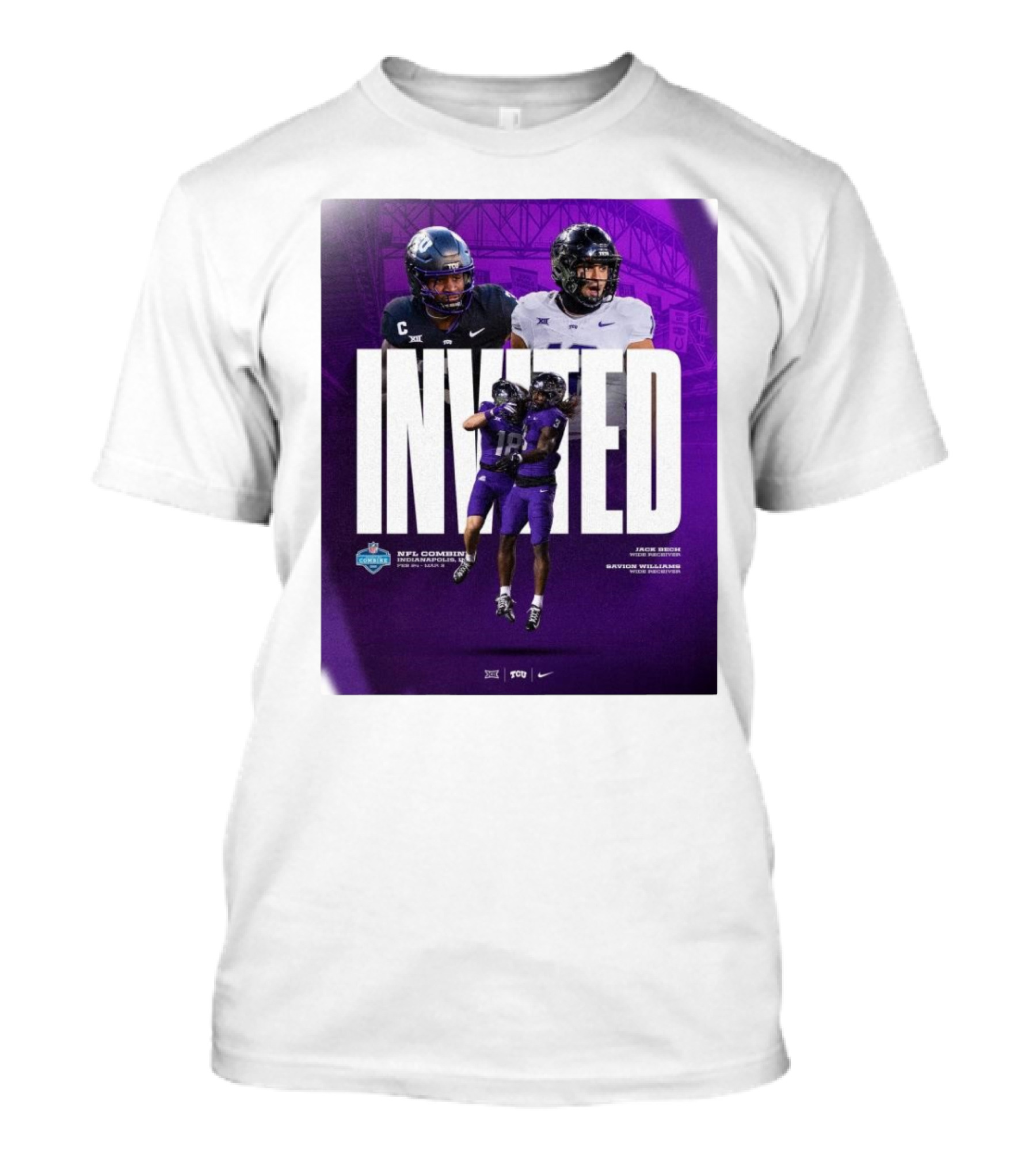 Invited NFL Combine TCU Horned Frogs Jack Bech Savion Williams Wide Receivers Indianapolis 2024 T-Shirt