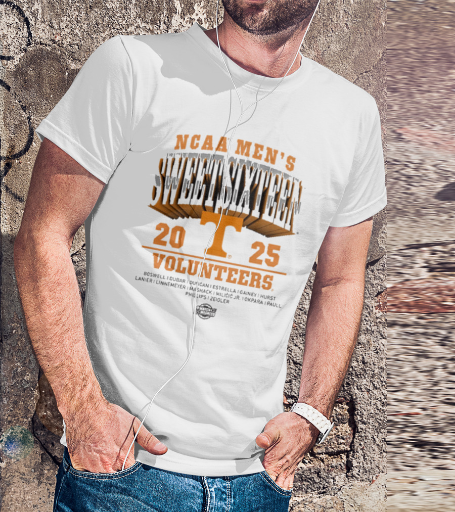 NCAA Men's Sweet Sixteen 2025 Tennessee Volunteers Estrella Boswell Dubar Lanier T-Shirt
