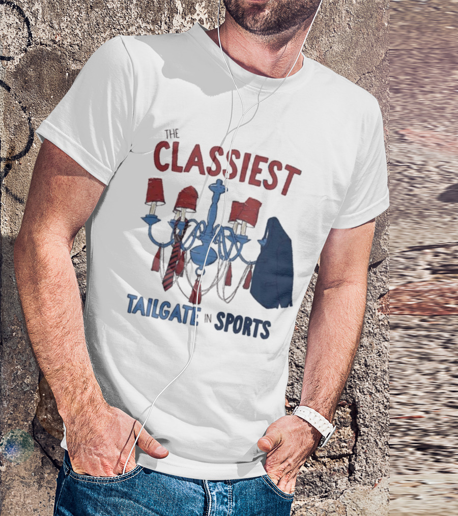 The Classiest Tailgate In Sports Chandelier Suit Tie Red Blue T-Shirt