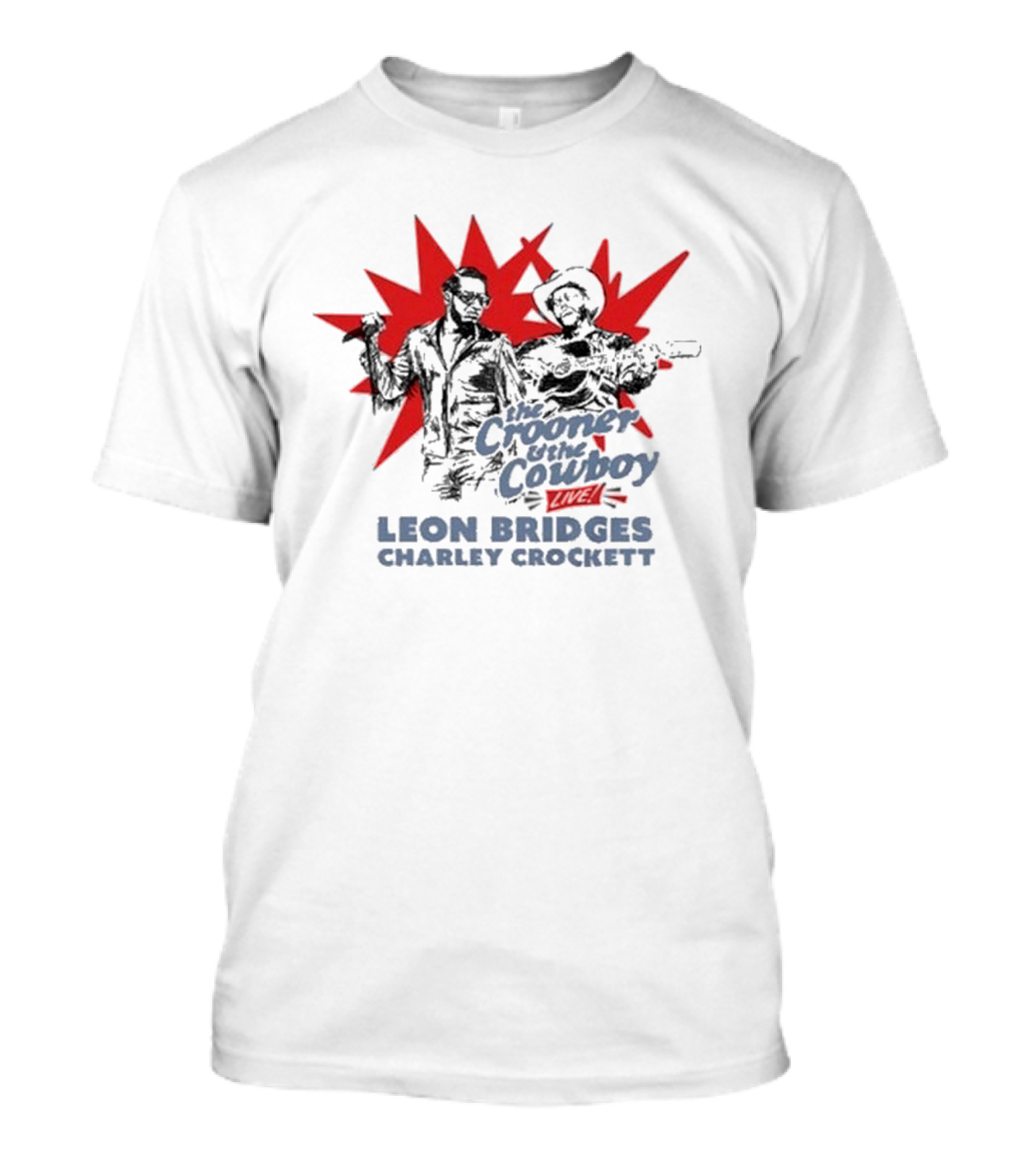 The Crooner And The Cowboy Live Leon Bridges Charley Crockett Silhouette Burst T-Shirt