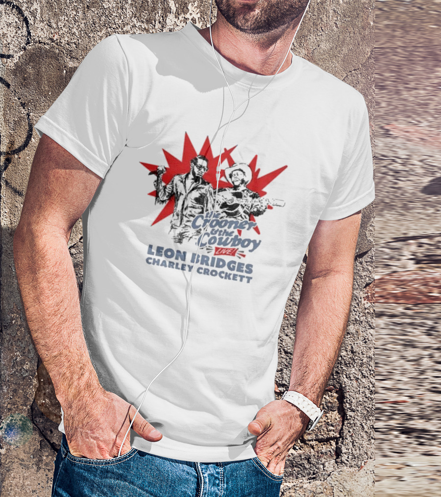 The Crooner And The Cowboy Live Leon Bridges Charley Crockett Silhouette Burst T-Shirt