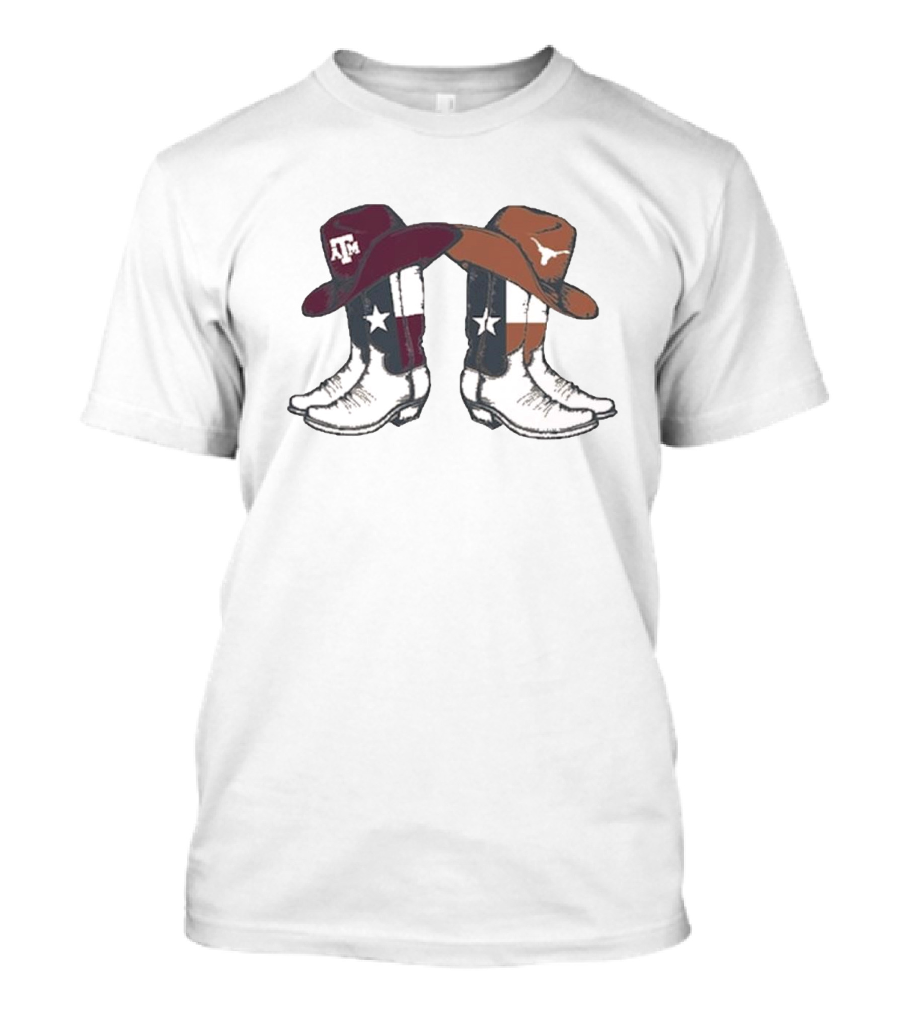 Texas A&M Aggies Texas Longhorns 2024 Lone Star Showdown Cowboy Boots T-Shirt