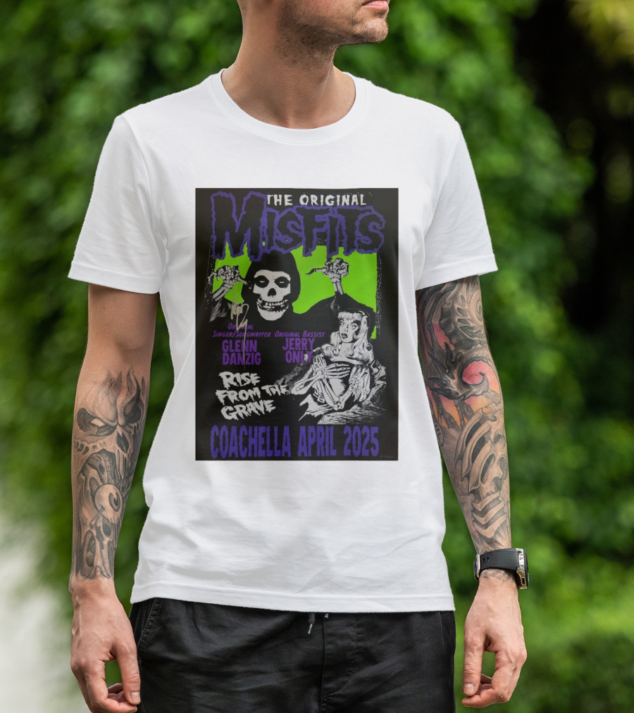 The Original Misfits Coachella April 2025 Glenn Danzig Jerry Only Rise From The Grave T-Shirt