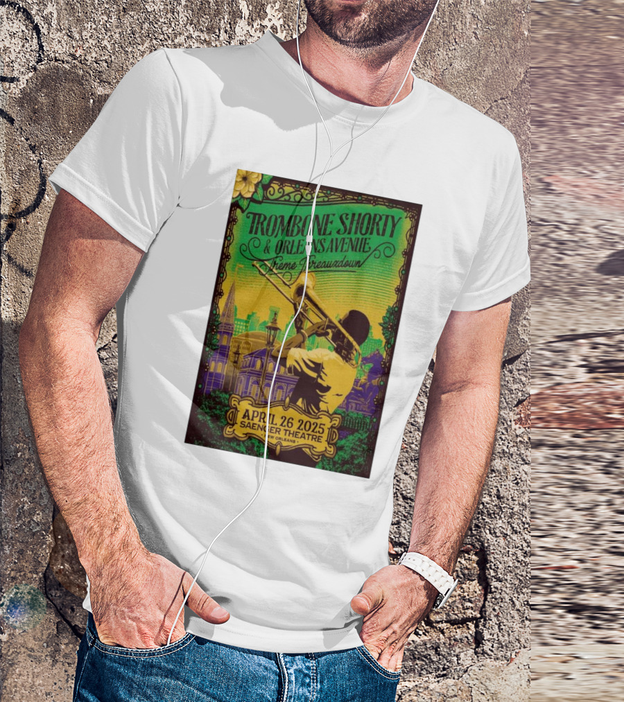 Trombone Shorty & Orleans Avenue Treme Threauxdown April 26 2025 Saenger Theatre New Orleans T-Shirt