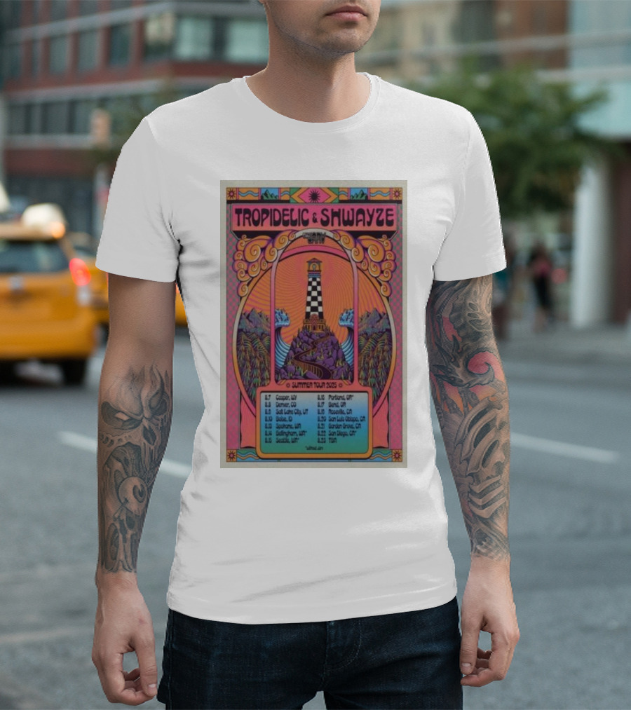 Tropidelic & Shwayze Summer Tour 2025 Lighthouse Psychedelic Concert Dates T-Shirt