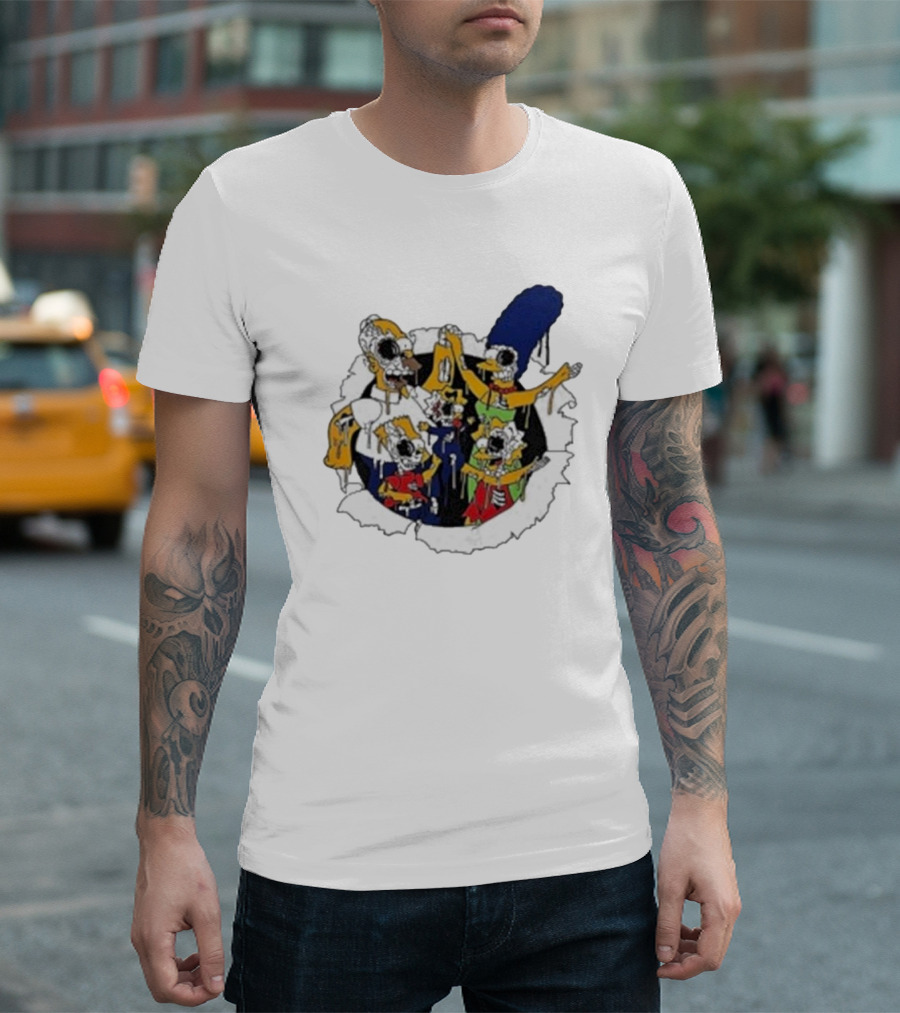 Zombie Family Simpsons Characters Dripping Melting Style T-Shirt