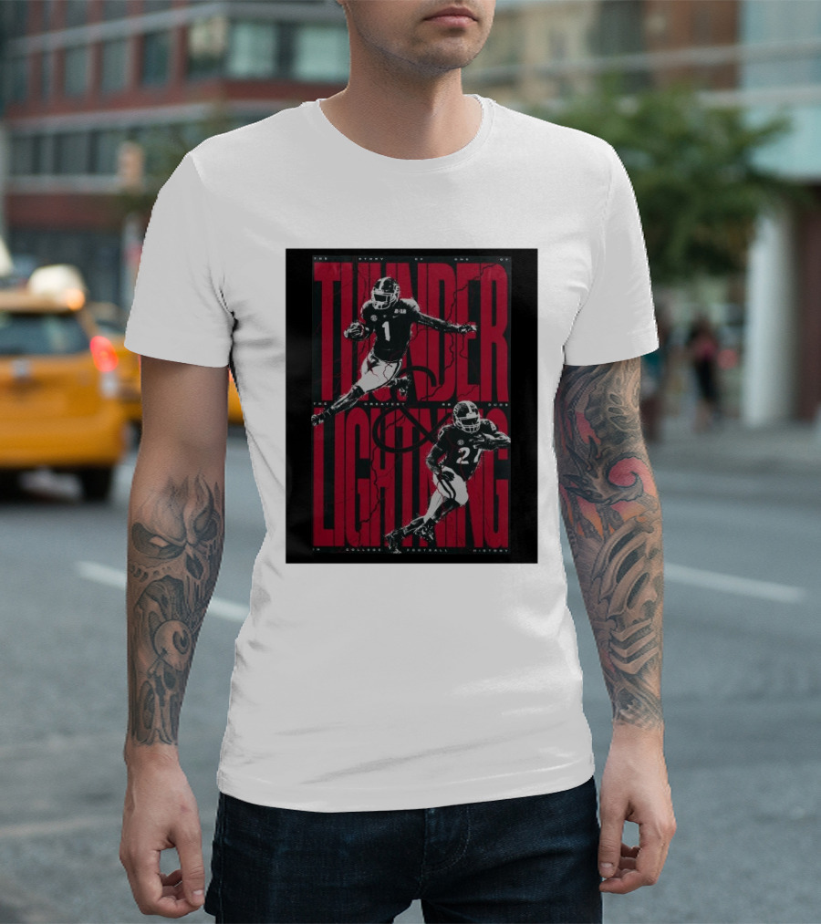 The Story of Thunder and Lightning Georgia Bulldogs Greatest RB Duos in College Football History T-Shirt
