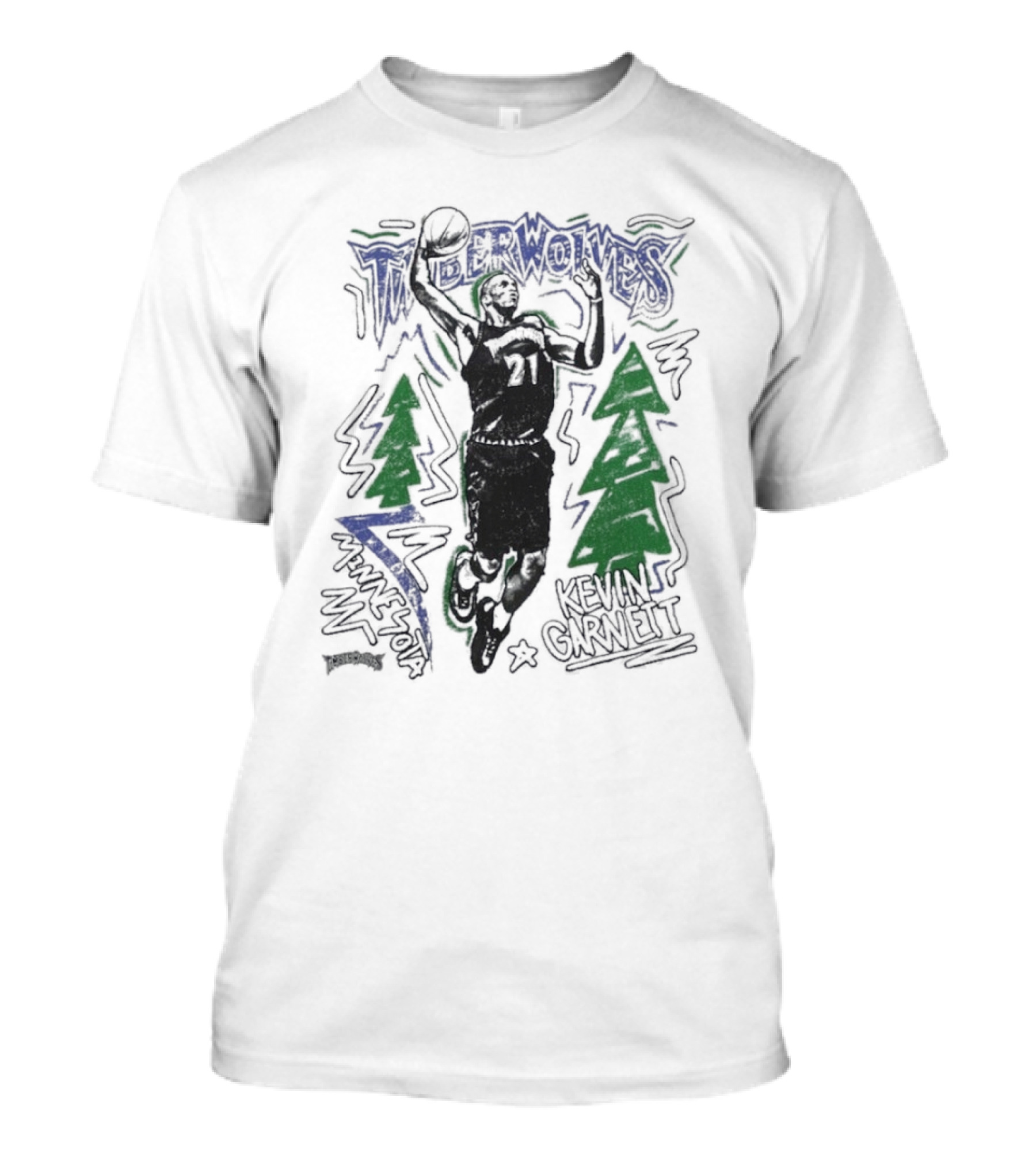 Minnesota Timberwolves Hardwood Kevin Garnett 21 Basketball Legend T-Shirt