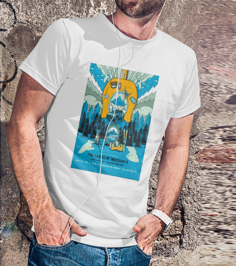 Del McCoury Winterfest Killington Ski Resort Jan 31-Feb 2 2025 Winter Fest Featuring The Travelin' Mccourys Into The Fog Sicard Hollow T-Shirt