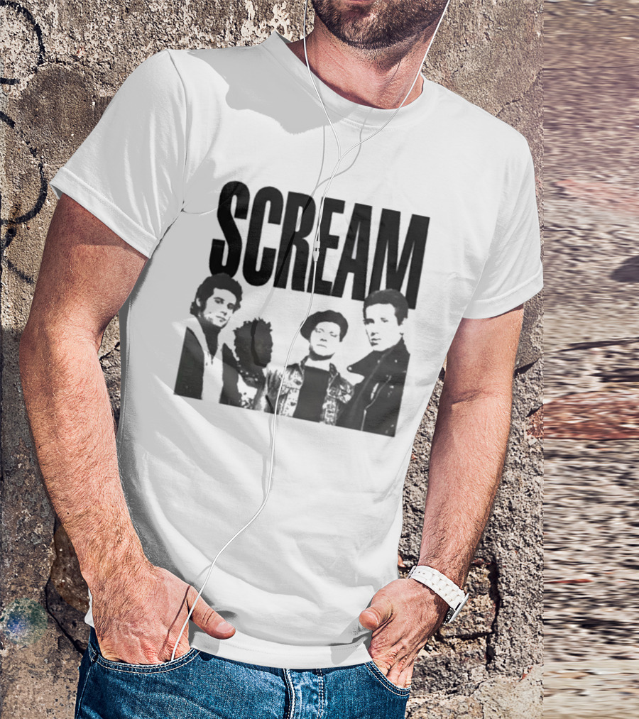 SCREAM Logo With Cartoon Band Graphic T-Shirt