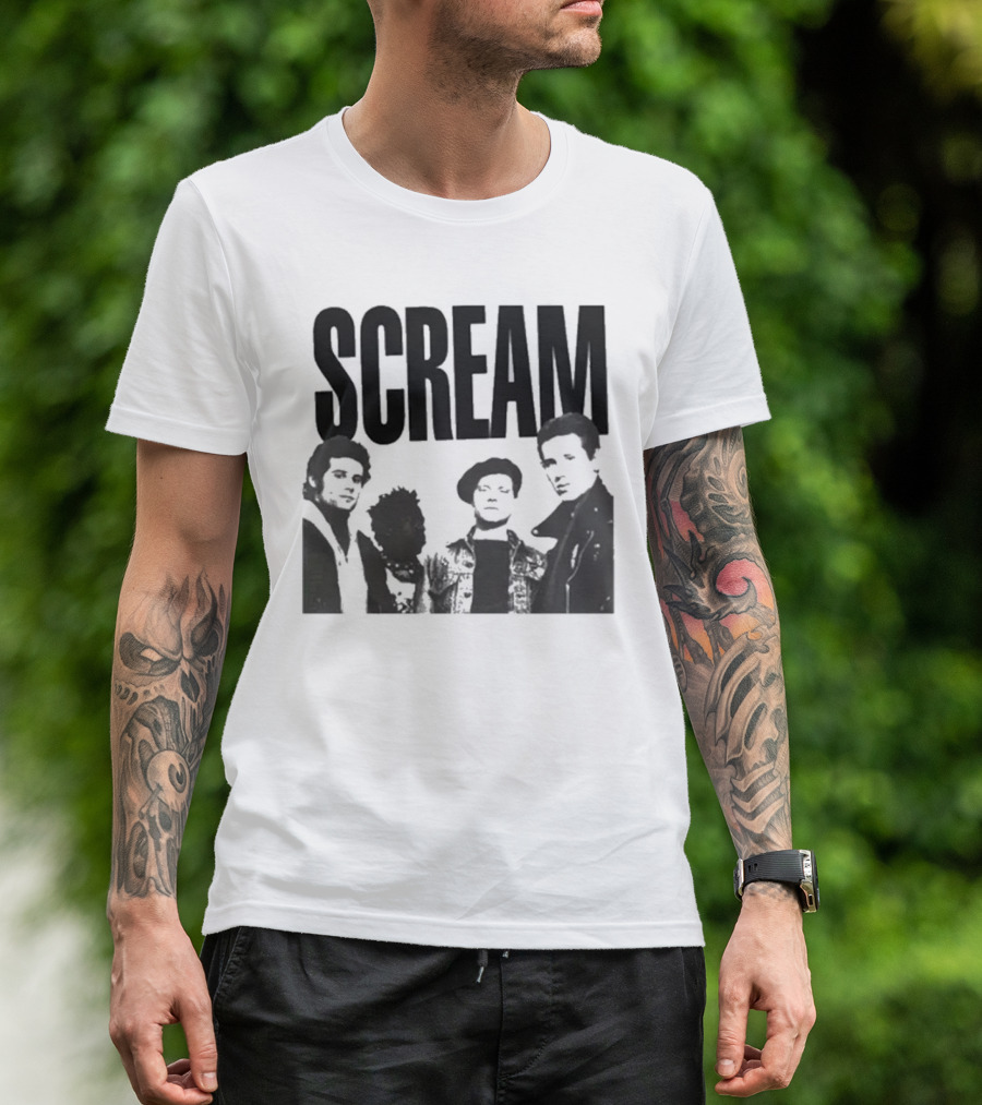 SCREAM Logo With Cartoon Band Graphic T-Shirt