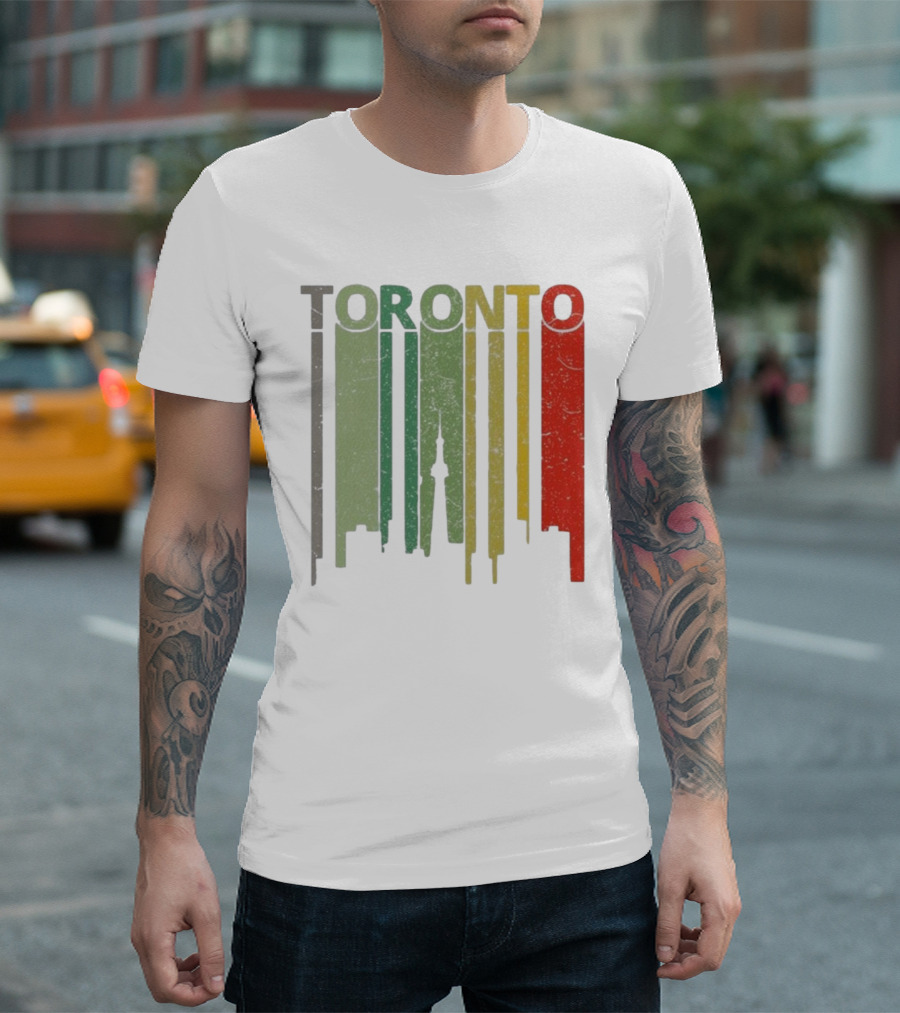 Retro Toronto Skyline Colorful Vertical Lines T-Shirt