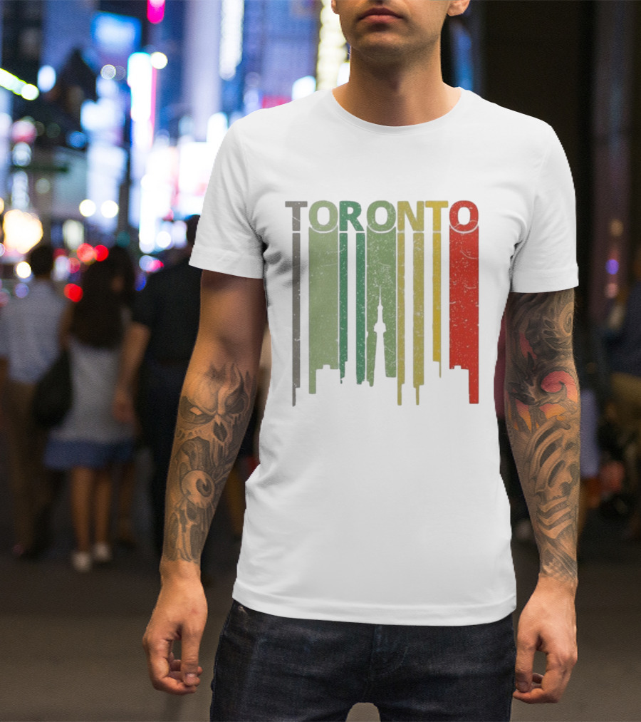 Retro Toronto Skyline Colorful Vertical Lines T-Shirt