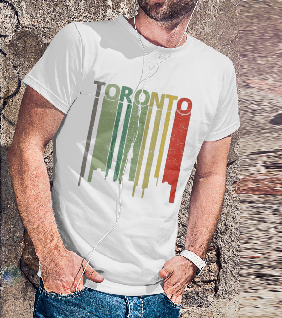 Retro Toronto Skyline Colorful Vertical Lines T-Shirt