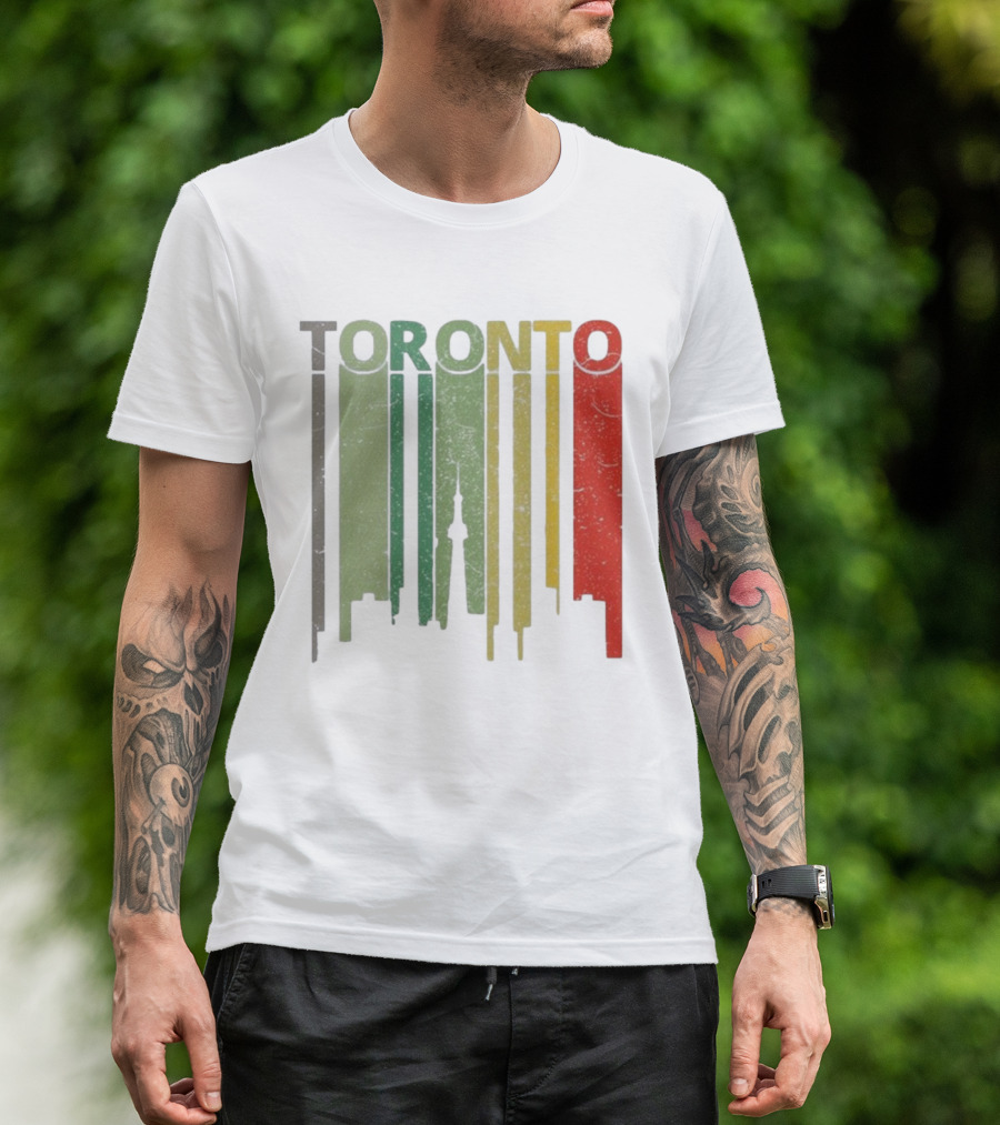 Retro Toronto Skyline Colorful Vertical Lines T-Shirt