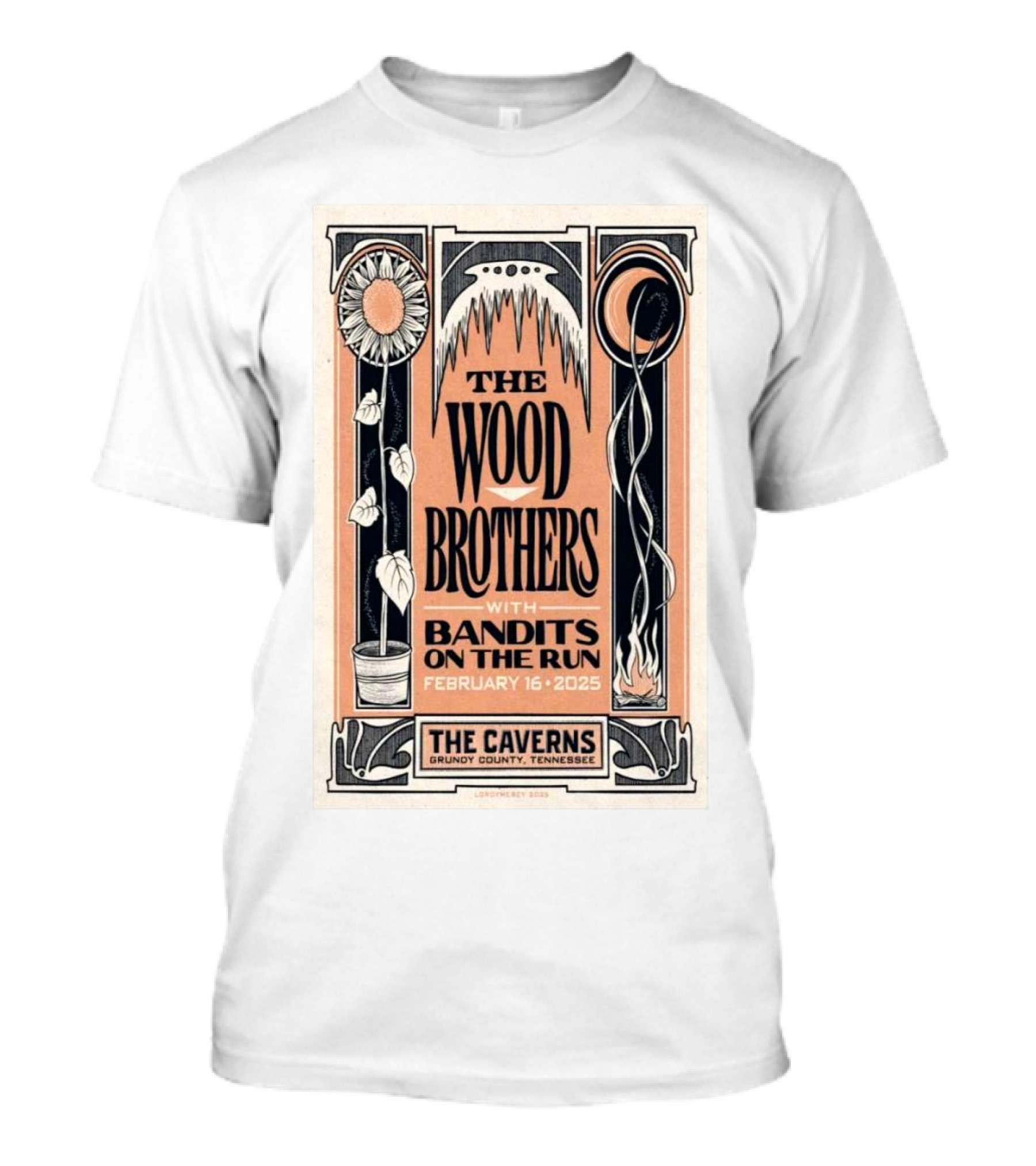 The Wood Brothers With Bandits On The Run February 16 2025 The Caverns Grundy County Tennessee T-Shirt
