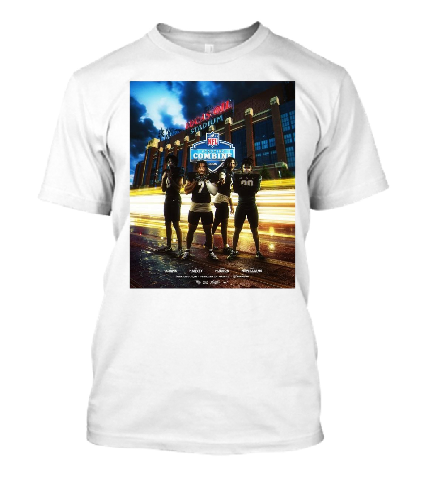 Lucas Oil Stadium NFL Scouting Combine 2025 UCF Adams Harvey Hudson McWilliams Indianapolis T-Shirt